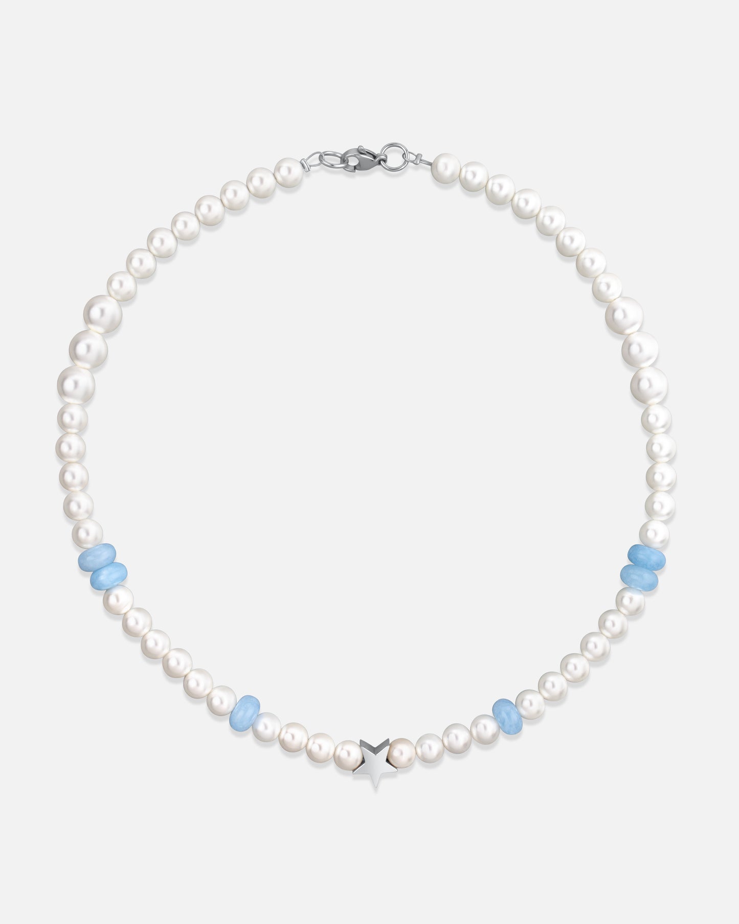 Blue Disc Pearl Chain Kette